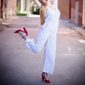 White House Black Market Pinstripe Jumpsuit